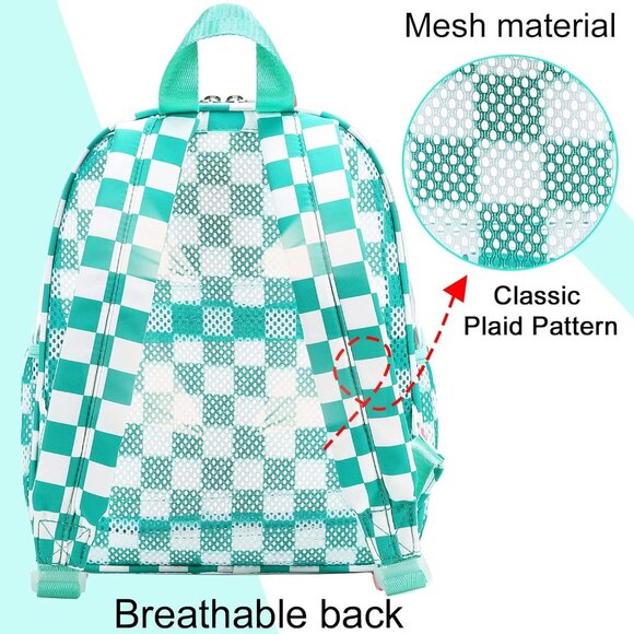 New Beautiful Green White Clear Small Backpack for Girls, Women's (12x12x6) - Picture 3 of 9